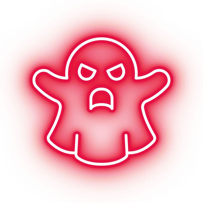 Neon red ghost icon