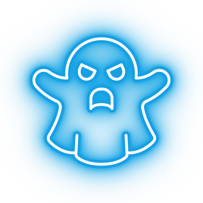 Neon blue ghost icon